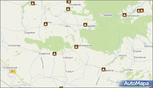 mapa Jędrzejowice gmina Dzierżoniów, Jędrzejowice gmina Dzierżoniów na mapie Targeo
