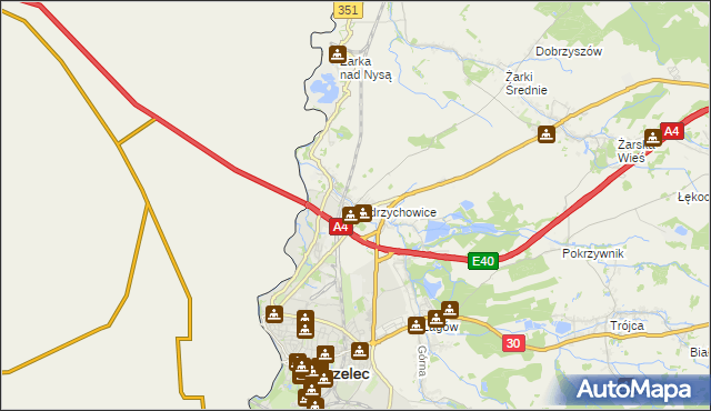mapa Jędrzychowice gmina Zgorzelec, Jędrzychowice gmina Zgorzelec na mapie Targeo