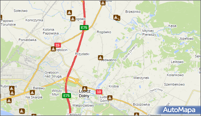mapa Jedwabno gmina Lubicz, Jedwabno gmina Lubicz na mapie Targeo