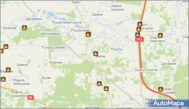 mapa Jelenie gmina Ostrów Mazowiecka, Jelenie gmina Ostrów Mazowiecka na mapie Targeo