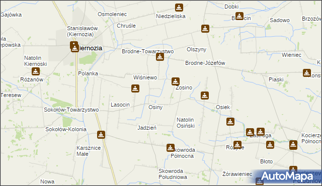 mapa Jerzewo gmina Kiernozia, Jerzewo gmina Kiernozia na mapie Targeo
