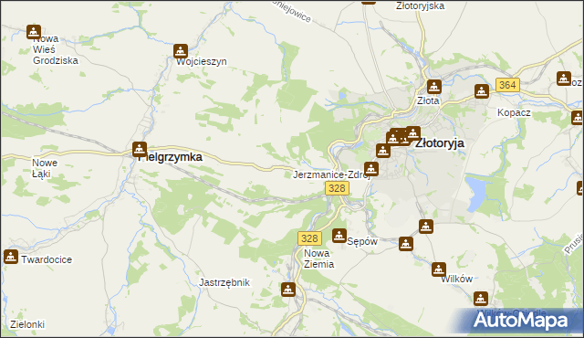 mapa Jerzmanice-Zdrój, Jerzmanice-Zdrój na mapie Targeo