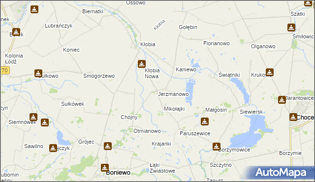 mapa Jerzmanowo gmina Boniewo, Jerzmanowo gmina Boniewo na mapie Targeo