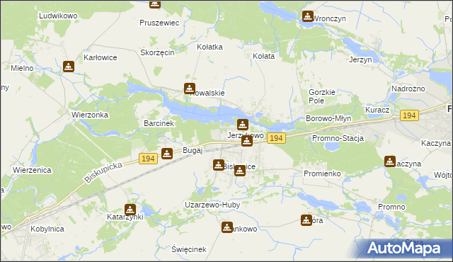 mapa Jerzykowo gmina Pobiedziska, Jerzykowo gmina Pobiedziska na mapie Targeo
