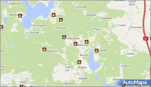 mapa Jeżewnica gmina Osiek, Jeżewnica gmina Osiek na mapie Targeo