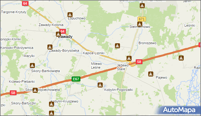 mapa Jeżewo Nowe, Jeżewo Nowe na mapie Targeo