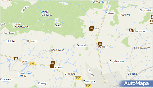 mapa Jeziorki gmina Gołańcz, Jeziorki gmina Gołańcz na mapie Targeo