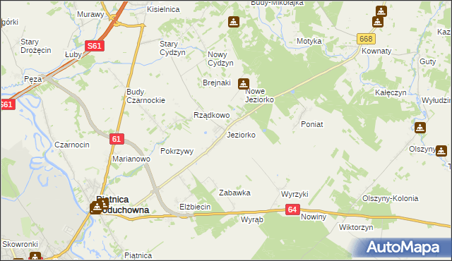 mapa Jeziorko gmina Piątnica, Jeziorko gmina Piątnica na mapie Targeo
