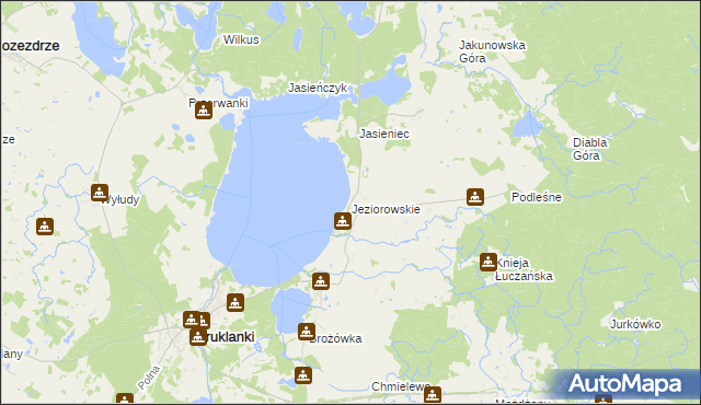 mapa Jeziorowskie gmina Kruklanki, Jeziorowskie gmina Kruklanki na mapie Targeo