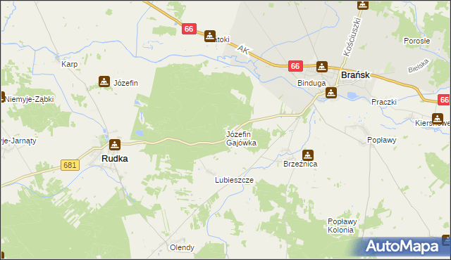 mapa Józefin Gajówka, Józefin Gajówka na mapie Targeo