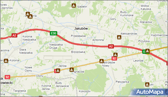 mapa Józefin gmina Jakubów, Józefin gmina Jakubów na mapie Targeo