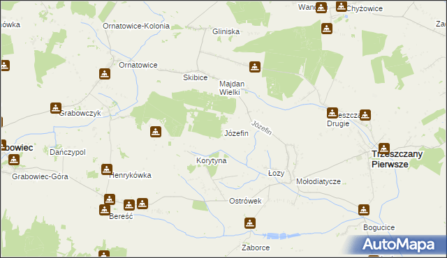 mapa Józefin gmina Trzeszczany, Józefin gmina Trzeszczany na mapie Targeo