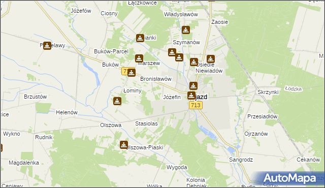 mapa Józefin gmina Ujazd, Józefin gmina Ujazd na mapie Targeo