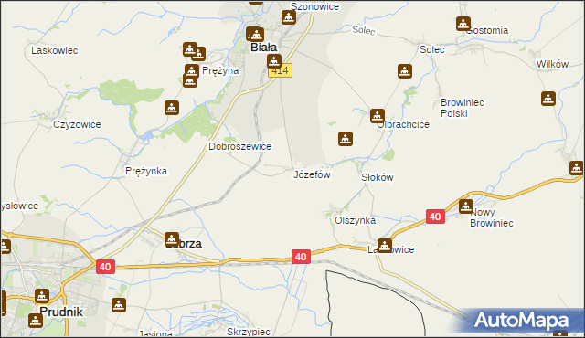 mapa Józefów gmina Biała, Józefów gmina Biała na mapie Targeo
