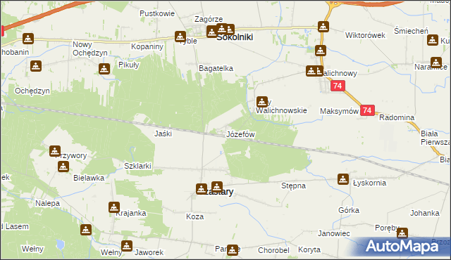 mapa Józefów gmina Czastary, Józefów gmina Czastary na mapie Targeo