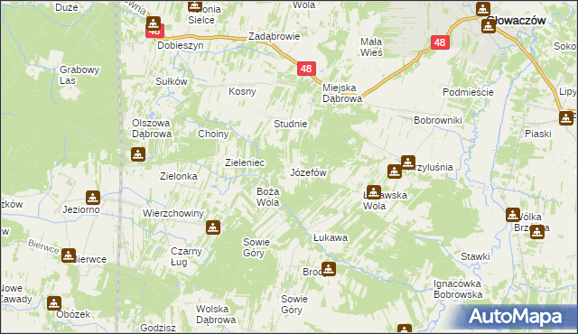 mapa Józefów gmina Głowaczów, Józefów gmina Głowaczów na mapie Targeo