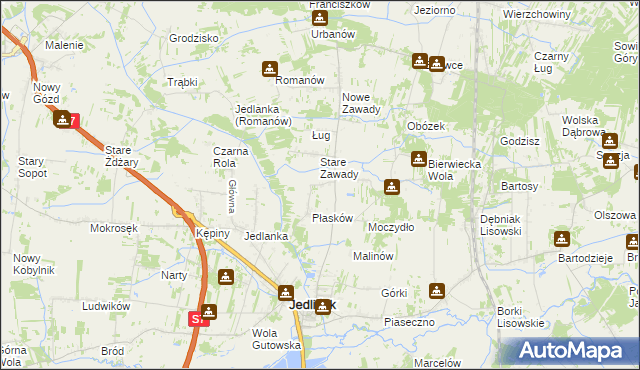 mapa Józefów gmina Jedlińsk, Józefów gmina Jedlińsk na mapie Targeo