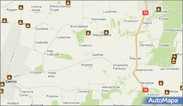 mapa Józefów gmina Lipsko, Józefów gmina Lipsko na mapie Targeo