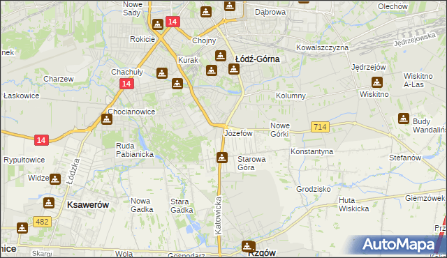 mapa Józefów gmina Łódź, Józefów gmina Łódź na mapie Targeo