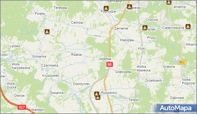 mapa Józefów gmina Mińsk Mazowiecki, Józefów gmina Mińsk Mazowiecki na mapie Targeo