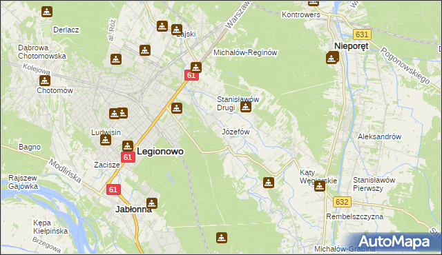 mapa Józefów gmina Nieporęt, Józefów gmina Nieporęt na mapie Targeo