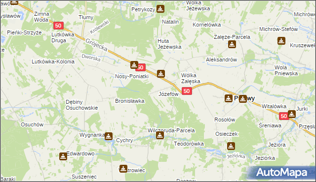 mapa Józefów gmina Pniewy, Józefów gmina Pniewy na mapie Targeo