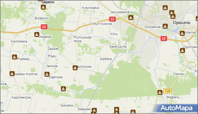 mapa Józefów gmina Sławno, Józefów gmina Sławno na mapie Targeo