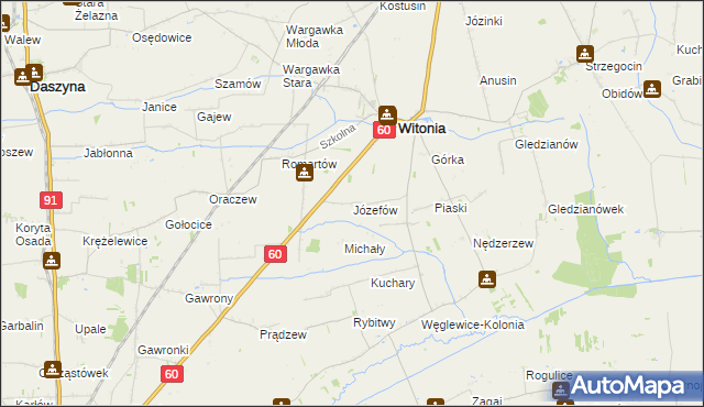 mapa Józefów gmina Witonia, Józefów gmina Witonia na mapie Targeo