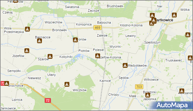 mapa Józefów-Kolonia, Józefów-Kolonia na mapie Targeo