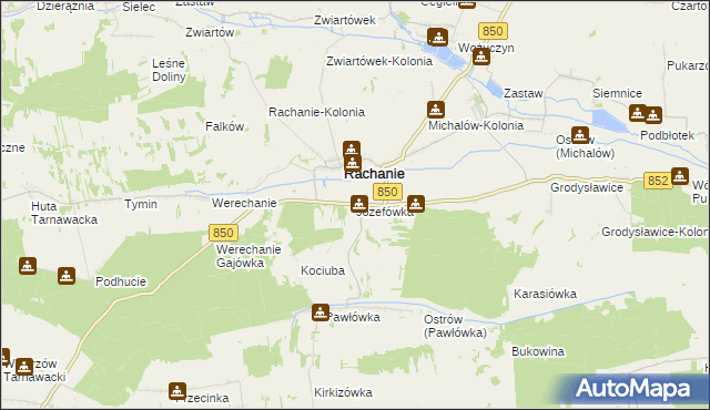 mapa Józefówka gmina Rachanie, Józefówka gmina Rachanie na mapie Targeo