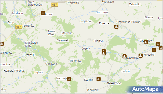 mapa Józefy, Józefy na mapie Targeo