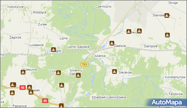 mapa Julianka gmina Przyrów, Julianka gmina Przyrów na mapie Targeo