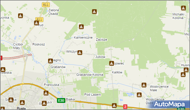 mapa Julków gmina Biała Podlaska, Julków gmina Biała Podlaska na mapie Targeo