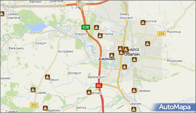 mapa Juszkowo, Juszkowo na mapie Targeo