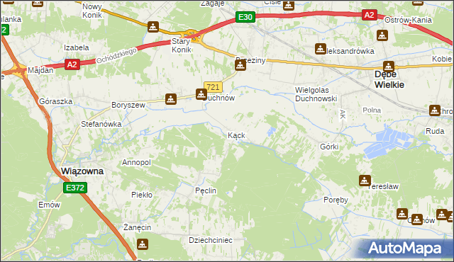 mapa Kąck, Kąck na mapie Targeo