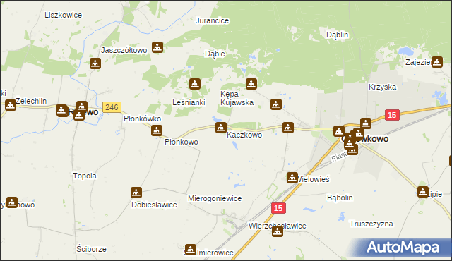 mapa Kaczkowo gmina Gniewkowo, Kaczkowo gmina Gniewkowo na mapie Targeo