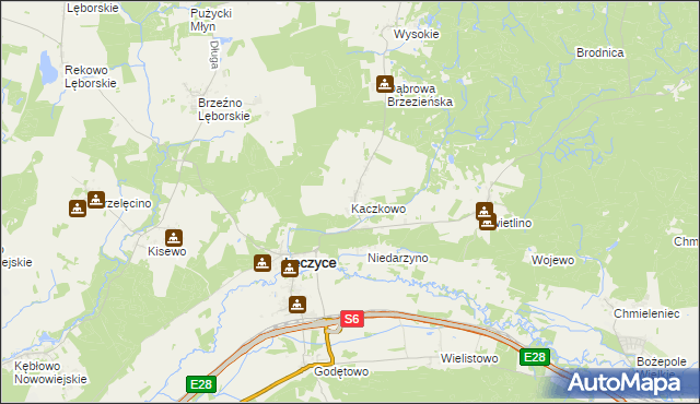 mapa Kaczkowo gmina Łęczyce, Kaczkowo gmina Łęczyce na mapie Targeo
