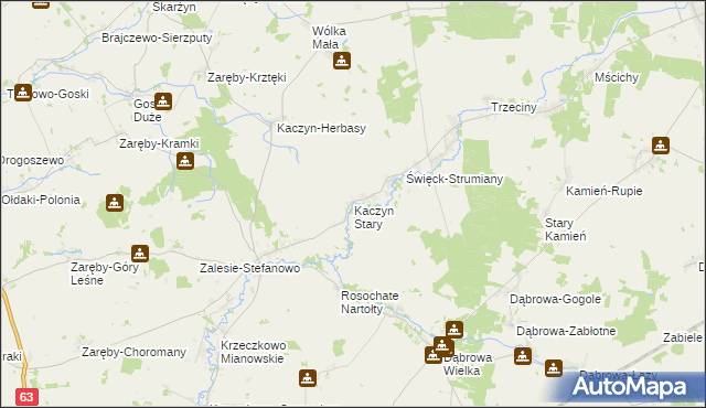 mapa Kaczyn Stary, Kaczyn Stary na mapie Targeo