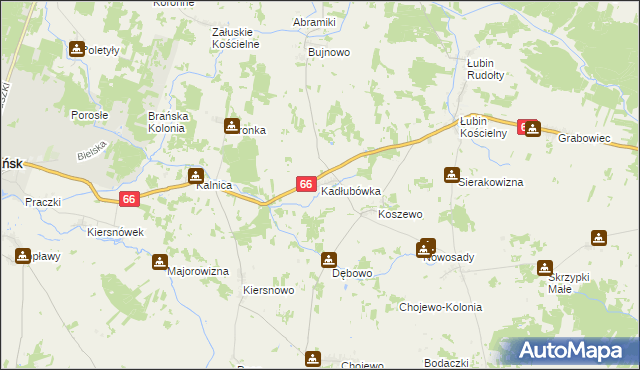 mapa Kadłubówka gmina Brańsk, Kadłubówka gmina Brańsk na mapie Targeo