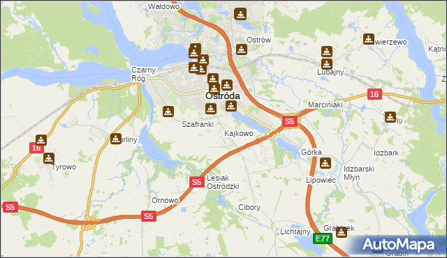 mapa Kajkowo, Kajkowo na mapie Targeo