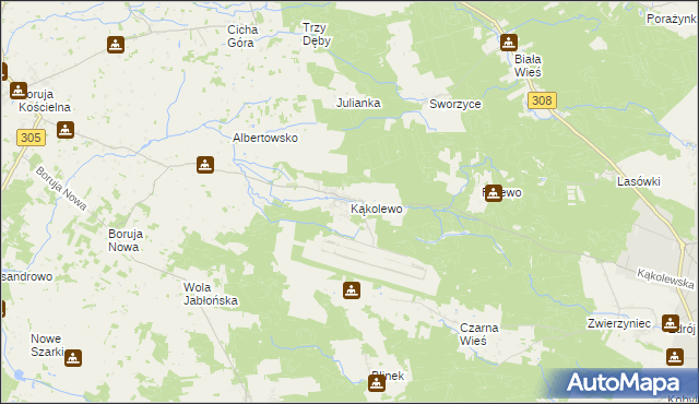 mapa Kąkolewo gmina Grodzisk Wielkopolski, Kąkolewo gmina Grodzisk Wielkopolski na mapie Targeo