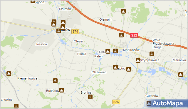 mapa Kaleń gmina Markuszów, Kaleń gmina Markuszów na mapie Targeo