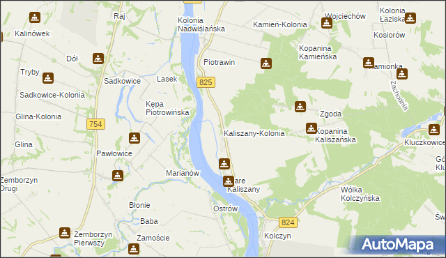 mapa Kaliszany-Kolonia, Kaliszany-Kolonia na mapie Targeo