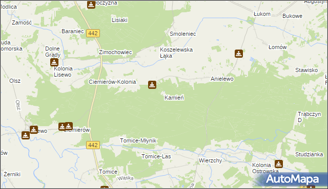 mapa Kamień gmina Pyzdry, Kamień gmina Pyzdry na mapie Targeo