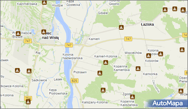 mapa Kamień-Kolonia gmina Łaziska, Kamień-Kolonia gmina Łaziska na mapie Targeo