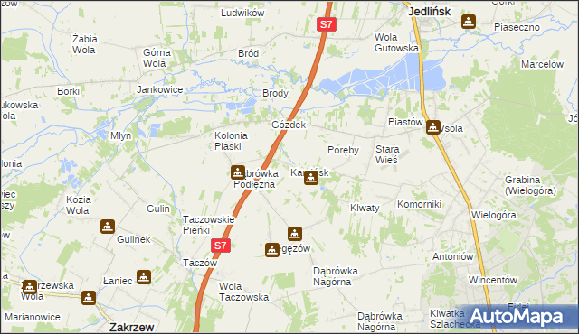 mapa Kamińsk gmina Jedlińsk, Kamińsk gmina Jedlińsk na mapie Targeo