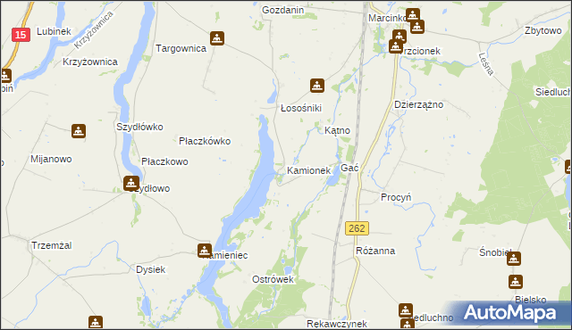 mapa Kamionek gmina Mogilno, Kamionek gmina Mogilno na mapie Targeo