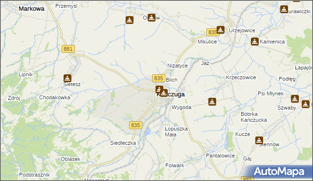 mapa Kańczuga powiat przeworski, Kańczuga powiat przeworski na mapie Targeo