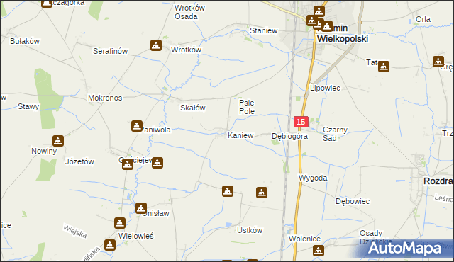 mapa Kaniew, Kaniew na mapie Targeo