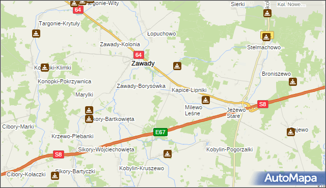 mapa Kapice Stare, Kapice Stare na mapie Targeo